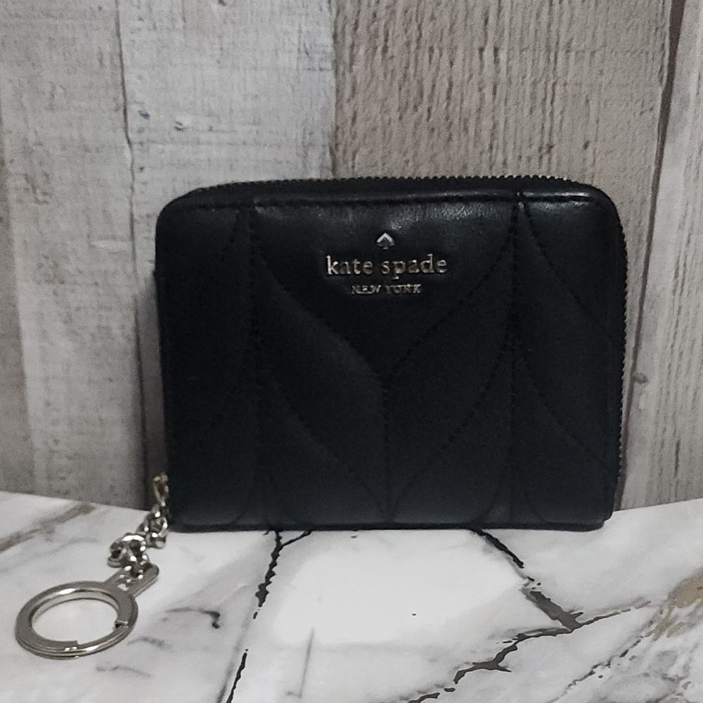 🌷Kate Spade Black Briar Lane Quilted Dani  Leather Small Zip Wallet 🌷